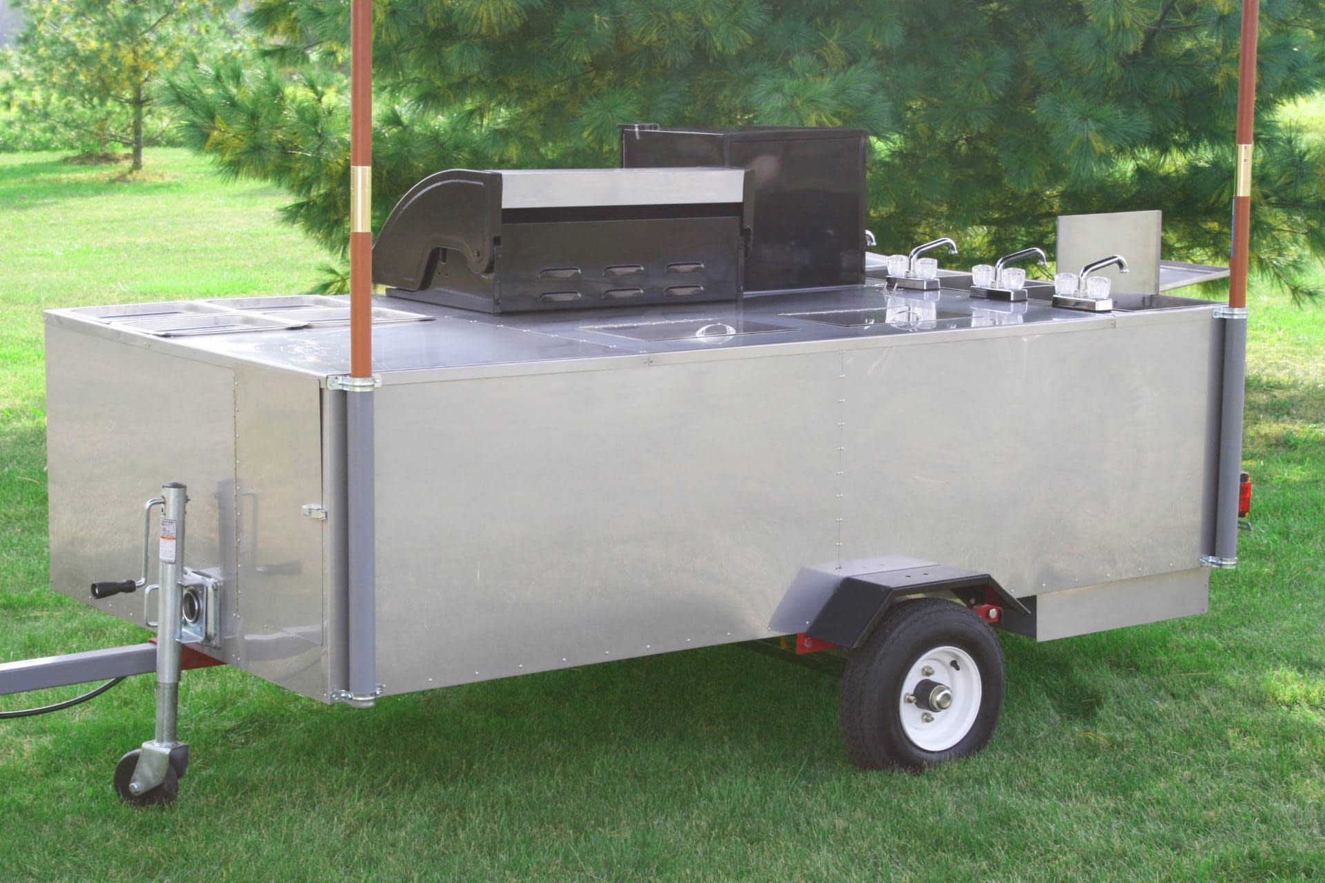 California Grill Hot Dog Cart Stainless Steel Grill Refrigerator