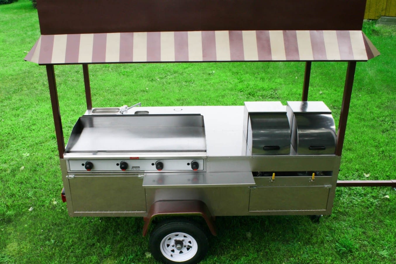 Grand Master Griddle Hot Dog Cart Griddle 4 Sinks 6 Steam Pans