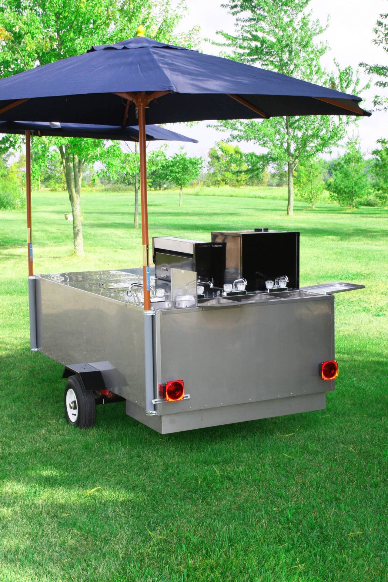 California Grill Hot Dog Cart Stainless Steel Grill Refrigerator