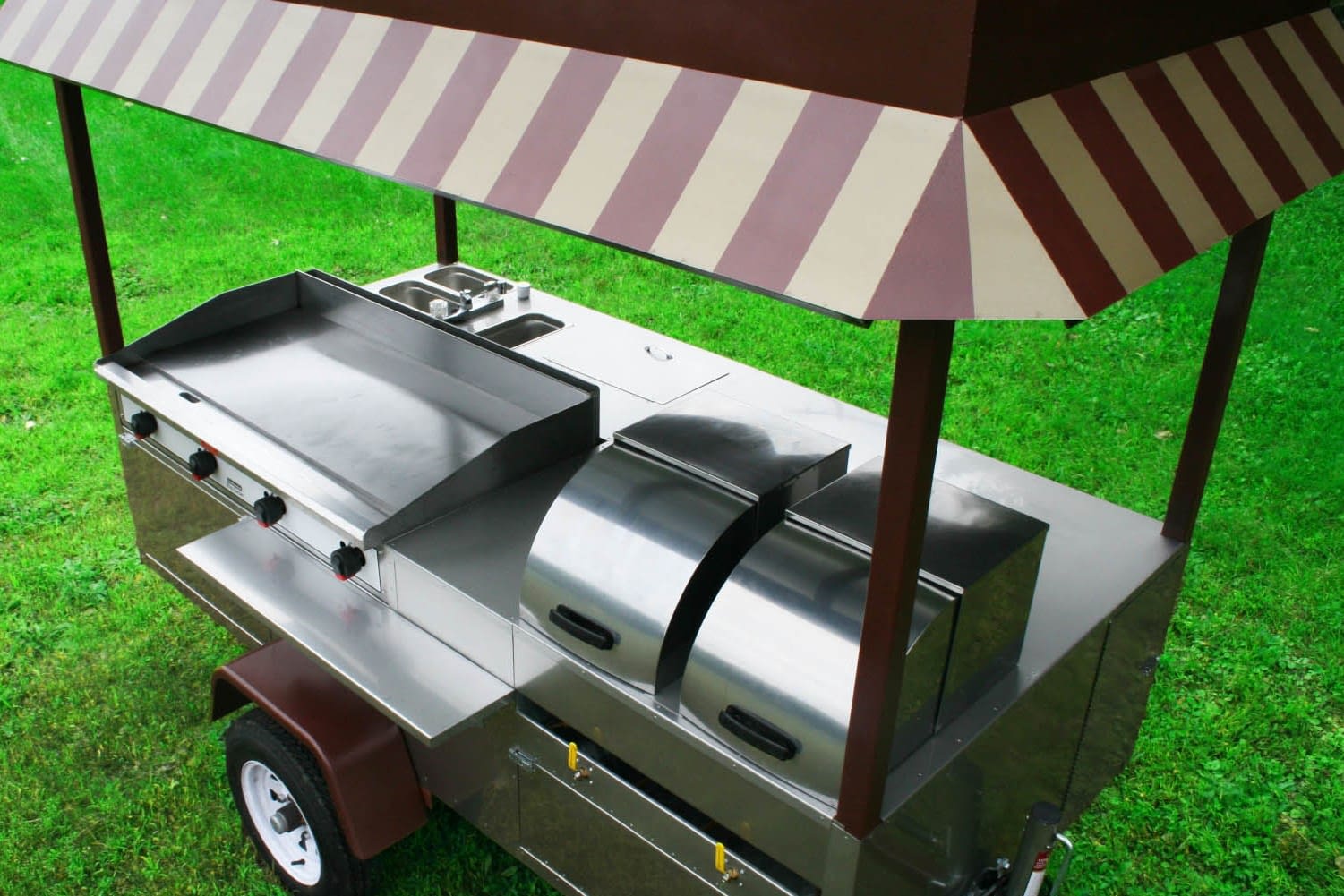 Grand Master Griddle Hot Dog Cart Griddle 4 Sinks 6 Steam Pans